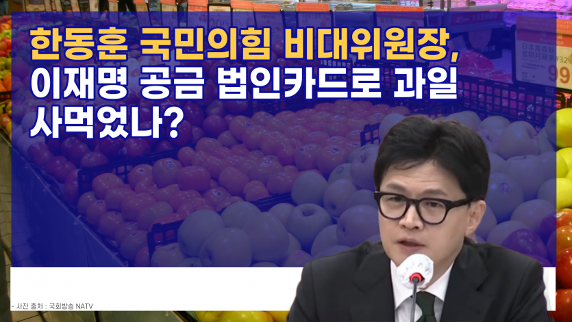 한동훈 국민의힘 비대위원장, 이재명 공금 법인카드로 과일 사먹었나?