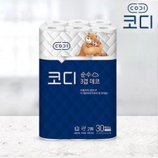 최신입고 메이저브랜드 CODI 쌍용씨앤비 정품 코디 3겹30롤 30M 화장지